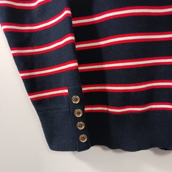 Tommy Hilfiger Turtleneck Sweater, Navy with Red and White Stripes, Size Medium - Picture 6 of 15
